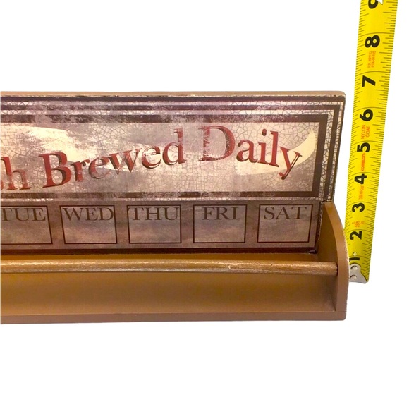 Vintage Style Coffee Weekly “Fresh Brewed Daily” Brown Shelf - Picture 5 of 6